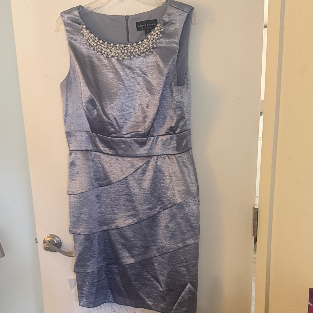 Connected Apparel Silver Embellished  Dress